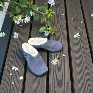 Merrell Encore Ice Gull Gray Suede Faux Fur Clogs Size 7.5 NIB NEW